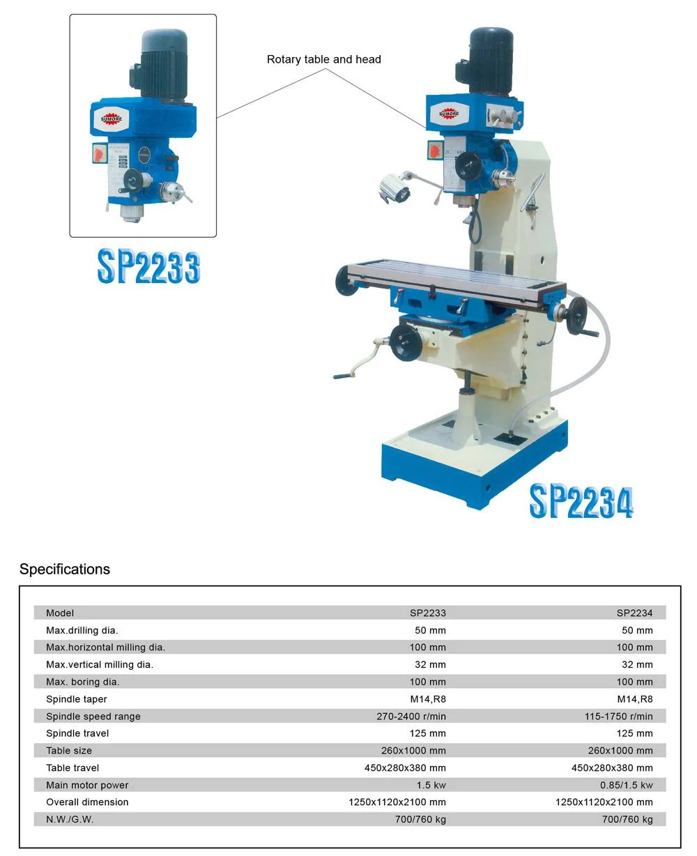 X6325 X6328 X6126 Xq6226b Zx6350z Zx6350c New Sumore Worktable Univereal Vertical Fresadora Horizontal Universal CNC Turret Machine Milling Drilling Machine