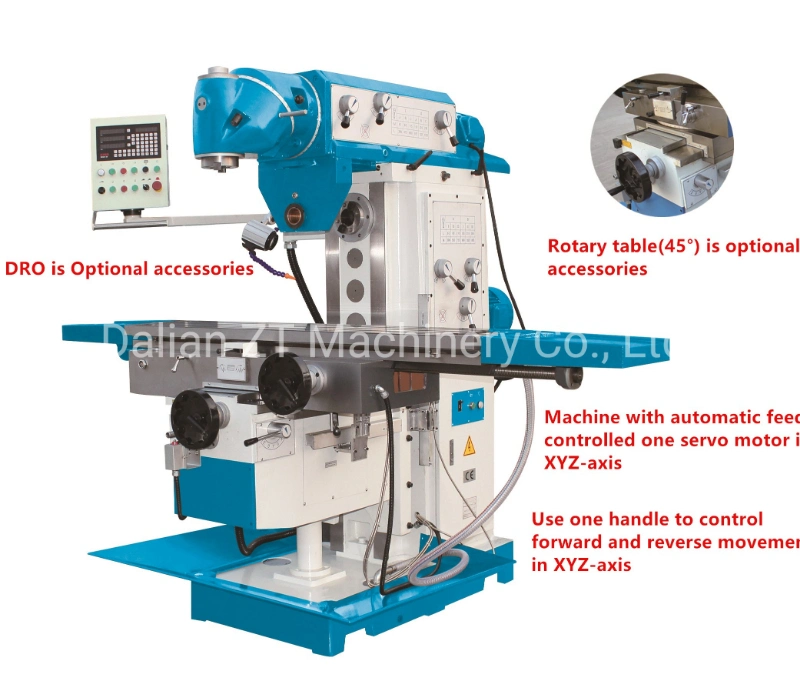 RAM (CNC) Universal Horizontal/Vertical Knee-type 360 degree Swivel Milling Machine XL6436 with Servo Motor &amp; Rotary Table